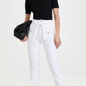 Veronica Beard ‘Giselle’ Extra High Rise White Flare Jeans